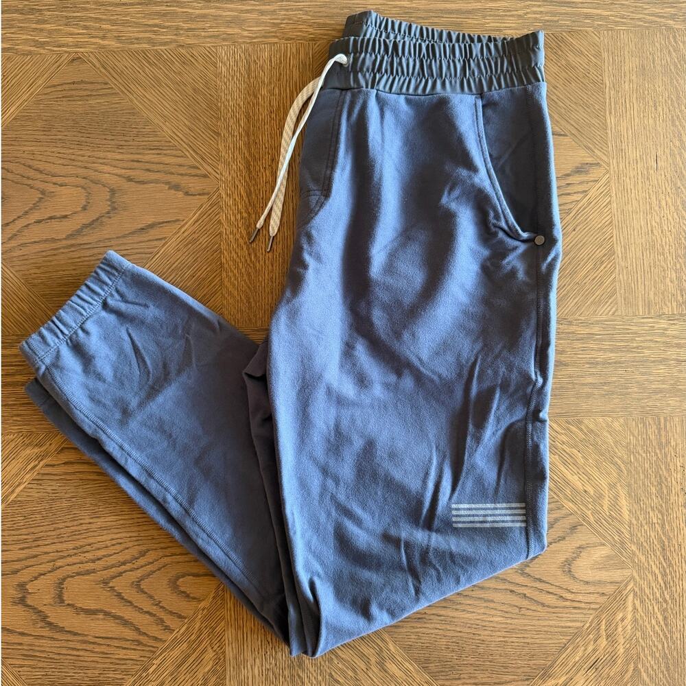 Vuori Mens Cotton Jogger Pants Slate Blue Reflective Large